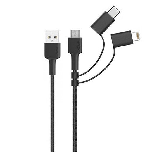 AUKEY CB-BAL5 3in1 Nylon USB Cable Micro Cable USB C Cable Apple