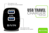 Bavin PC727 Dual USB Slot 2.4A Quick Charger Travel Adapter for iOS or Android