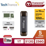Transcend ESD310C Type C & USB A Portable SSD High Speed Data Transfer External Flash Drive 256GB 512GB 1TB 2TB for Game Consoles / Computers / Laptops