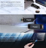 Transcend ESD310C Type C & USB A Portable SSD High Speed Data Transfer External Flash Drive 256GB 512GB 1TB 2TB for Game Consoles / Computers / Laptops