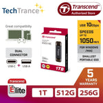 Transcend ESD310 Type C & USB A Portable SSD High Speed Data Transfer Flash Drive 256GB 512GB 1TB 2TB