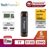 Transcend ESD310 Type C & USB A Portable SSD High Speed Data Transfer Flash Drive 256GB 512GB 1TB 2TB