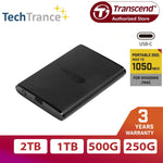 Transcend ESD270C USB 3.1 Gen2 Type-C Portable SSD External Solid State Drive 250GB 500GB 1TB 2TB