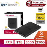 Transcend ESD270C USB 3.1 Gen2 Type-C Portable SSD External Solid State Drive 250GB 500GB 1TB 2TB