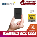 Transcend ESD270C USB 3.1 Gen2 Type-C Portable SSD External Solid State Drive 250GB 500GB 1TB 2TB