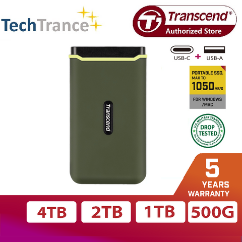 Transcend ESD380C Slim Portable Shockproof External SSD Solid State Drive 500GB 1TB 2TB 4TB