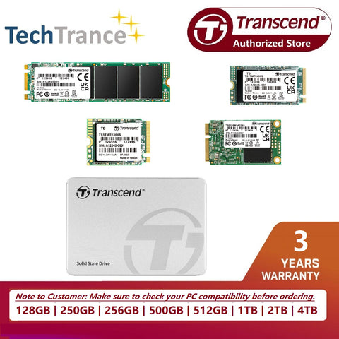 Transcend Internal SSD NVMe PCIe 2.5 inch Sata 3 mSata Gen3 x4 M.2 Solid State Drive 128GB 250GB 256GB 500GB 512GB 1TB 2TB 4TB