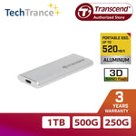 Transcend ESD260C Metallic Case Portable SSD USB 3.2 Gen 2 Type-C External Solid State Drive 250GB 500GB 1TB