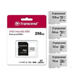 Transcend 16GB 32GB 64GB 128GB 256GB 512GB UHS-I U1 MicroSD Memory Card with Adapter USD300S