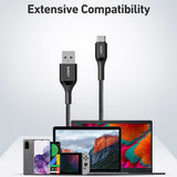 AUKEY CB-CD44 Impulse Braided AC Spiral Nylon Braided USB A to C Cable 2 Meters for Android Samsung