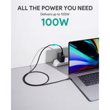 AUKEY CB-CD21 100W USB 3.1 Type C To Type C Cable Android Apple Macbook 4K 10gbps