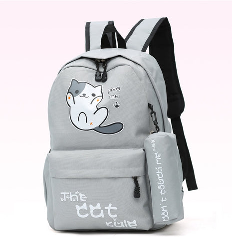 TechTrance The Cat Rule Girl's School Backpack Bag with Pencil Case