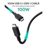 AUKEY CB-CD21 100W USB 3.1 Type C To Type C Cable Android Apple Macbook 4K 10gbps