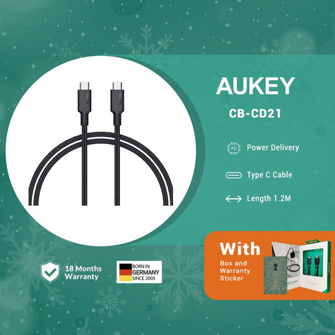 AUKEY CB-CD21 100W USB 3.1 Type C To Type C Cable Android Apple Macbook 4K 10gbps